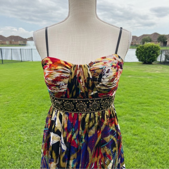 Oleg Cassini Multicolor Metallic Gown - Picture 3 of 9